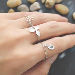 Orchid ring, Flower ring, Chain rin..