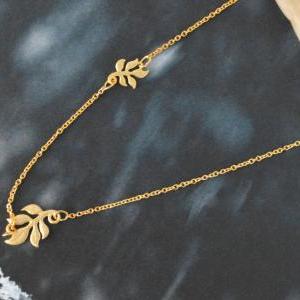 Sale10%) A-024 Two Leaves Connector Necklace,..