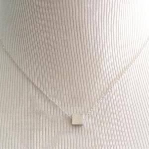 Mini Silver Square, Simple Necklace, Modern..