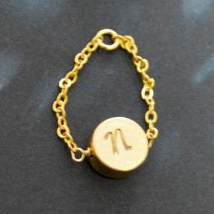  Chain initial ring,Hand Stamped In..