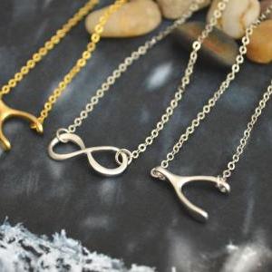 Wishbone necklace, Simple necklace,..