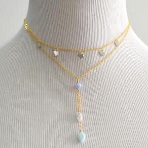 Glass Leaf Beads Necklace, Vintage Necklace,..