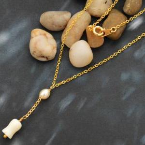 Flower Gemstone Necklace, Jade Necklace, Simple..