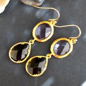 Glass Drop Earrings, Tanzanite &..