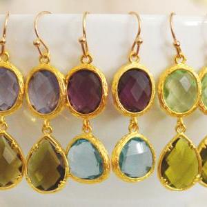 Glass Drop Earrings, Tanzanite &..