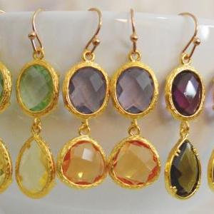 Glass Drop Earrings, Tanzanite & Topaz..