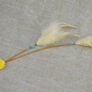 Sale10%) D-005 Yellow Feather With Turquoise..