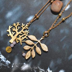 Initial Disc Necklace, Tree Necklace, Gold Plated..