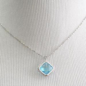SALE10%) A-027 Aquamarine necklace,..