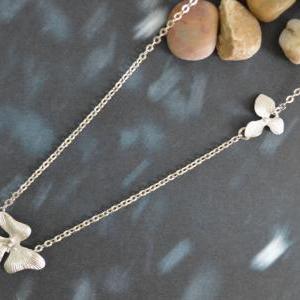 Flower Pendants, Sideways Necklace, Unbalanced..
