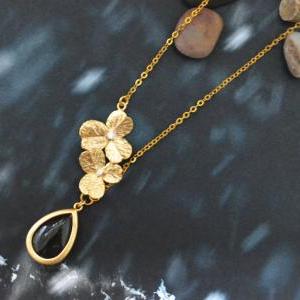 Sideways Necklace, Unbalanced Flower Necklace,..