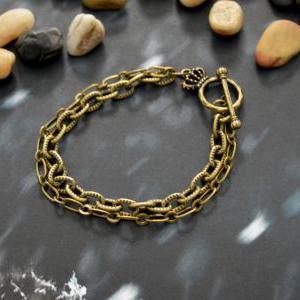 C-027 Antique Bronze Bracelet, Chunk Chain..