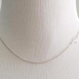 A-025 Sideways Necklace, Mini Silver Leaf, Simple..