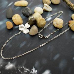 A-073 Sideways Necklace, Cubic Flower Necklace,..
