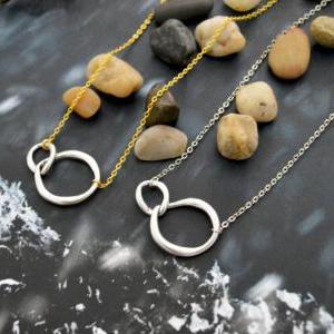 A-075 Linked Ring Necklace, Two Circles Necklace,..