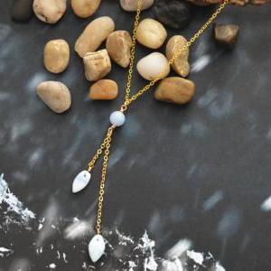 A-051 Glass Leaf Beads Necklace, Vintage Necklace,..