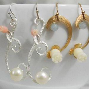 SALE) B-056Pendant earrings,Pearl e..