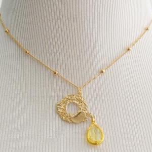 SALE) A-042Bird pendant necklace, L..