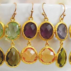 SALE) B-038 Glass earrings, Amethys..