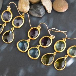 ) B-034 Glass Earrings, Tanzanite &..
