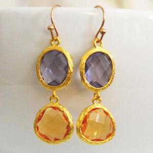 ) B-032 Glass Earrings, Tanzanite &..