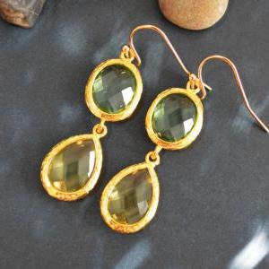 SALE) B-031 Glass earrings, Chrysol..