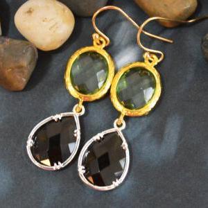 SALE) B-026 Glass earrings, Light g..