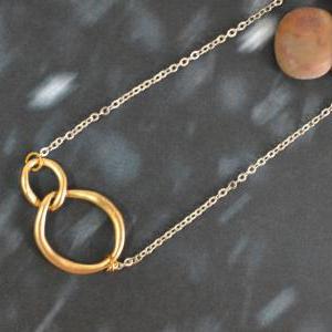 A-028 Linked Ring Necklace, Two Circles Necklace,..
