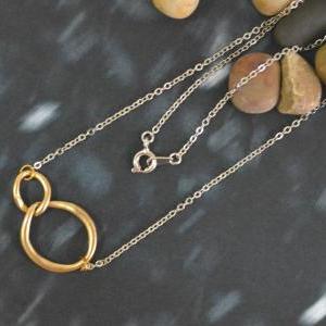 A-028 Linked Ring Necklace, Two Circles Necklace,..