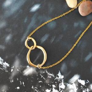 A-011 Linked Ring Necklace, Two Circles Necklace,..