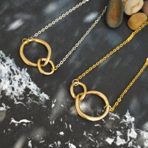 A-011 Linked Ring Necklace, Two Circles Necklace,..