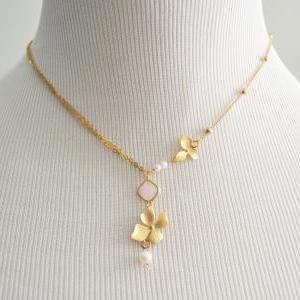 A-016 Orchid Pendant, Pink Opal Connector With..