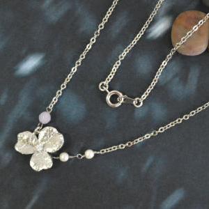 A-034 Flower Pendant With Pink Jade Necklace,..