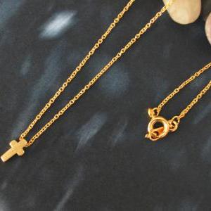 A-004 Mini Cross Necklace, Simple Necklace, Modern..