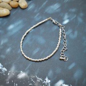 C-065 Silver Beaded Bracelet, Seed Bead Bracelet,..
