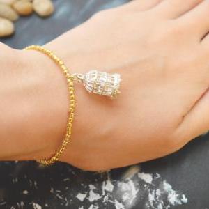 C-063 Gold Beaded bracelet, Seed be..