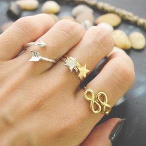 E-048 Star Ring, Adjustable Ring, Stretch Ring,..