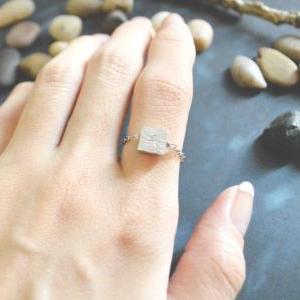 E-044 Hand Stamped Initial Ring, Square Ring,..