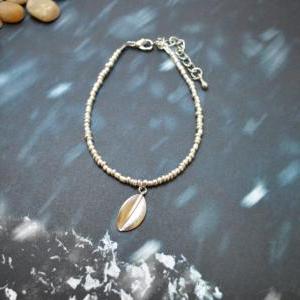 C-048 Silver Beaded Bracelet, Seed Bead Bracelet,..