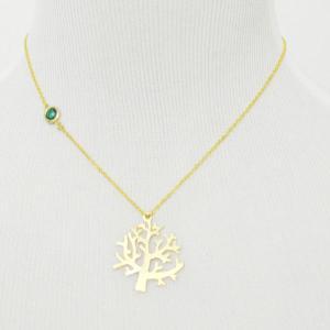 A-127 Tree Necklace, Emerald Glass Necklace,..