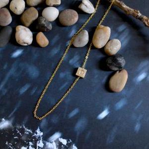 A-123 Sideways Initial Square Necklace,..