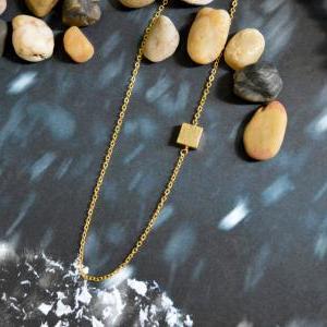 A-122 Sideways Square necklace, Asy..