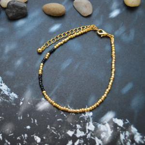 C-094 Gold Beaded Bracelet, Seed Bead Bracelet,..