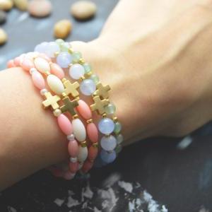 C-074 Rosary bracelet, Pink coral, ..