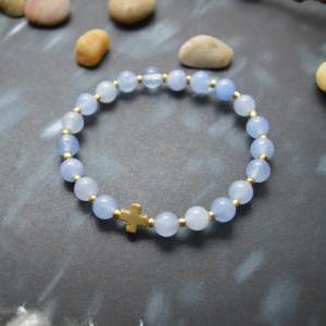 C-072 Rosary bracelet, Blue jade, S..