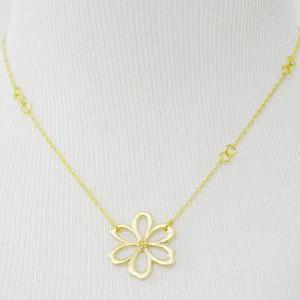 A-166 Flower necklace, Jump ring ne..
