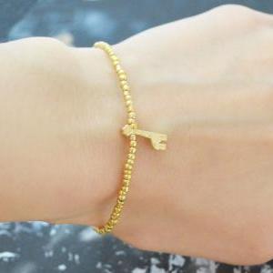 C-104 Gold Beaded bracelet, Seed be..