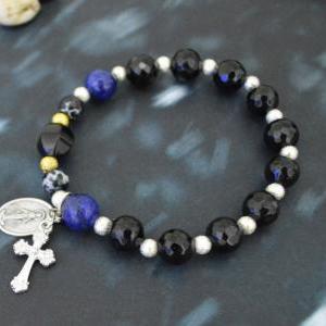 C-150 Rosary Bracelet, Stretch Bracelet, Stone..