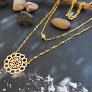 A-169 Layered pendant necklace, Dou..