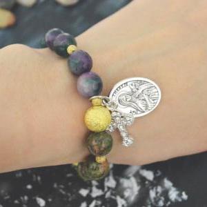 C-153 Rosary bracelet, Stone Bracel..
